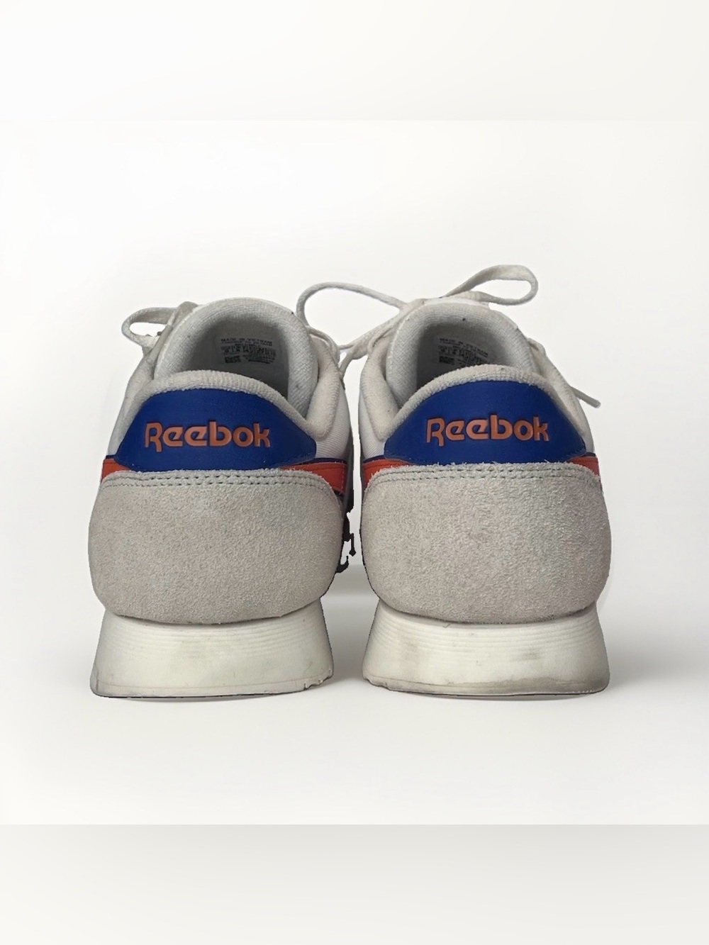 REEBOK Men’s Classic Nylon Retro Sneaker White Grey Orange Blue Size 9 - Picture 4 of 7